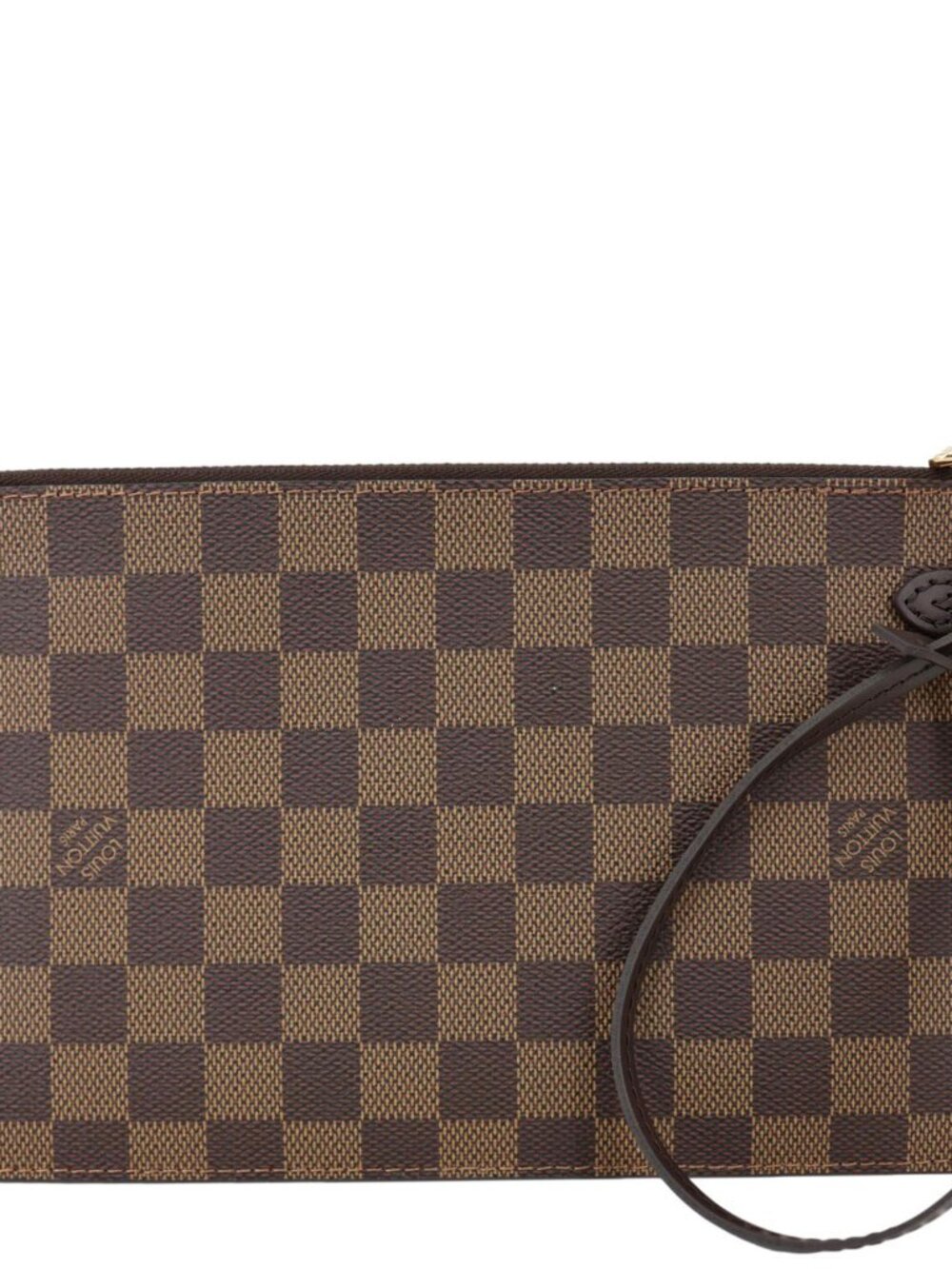 Louis Vuitton Neverfull Damier Ebene Pochette Wristlet Brown